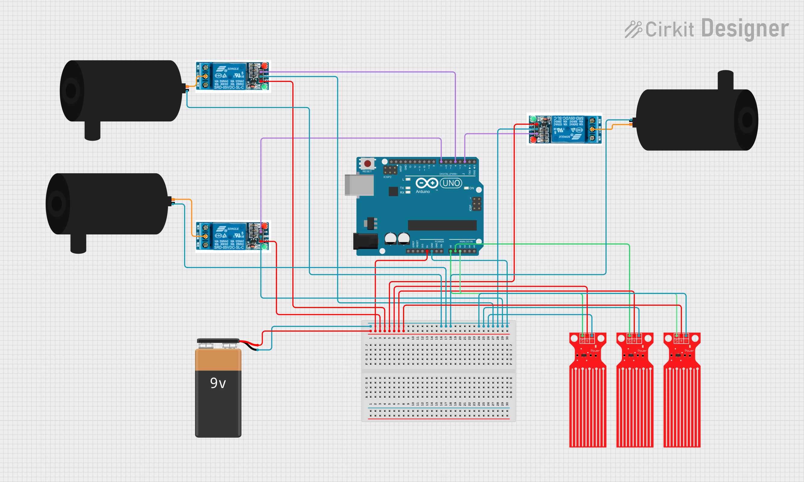 Image of Arduino UNO-Based Automated Watering System with Water Level Sensors and Relays