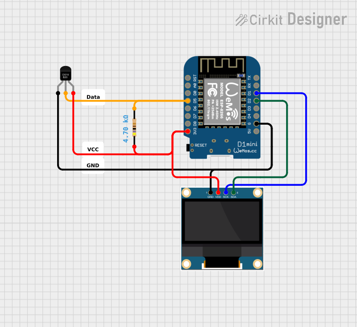 Image of DS18B20 and OLED I2C: A project utilizing Wemos D1 Mini in a practical application