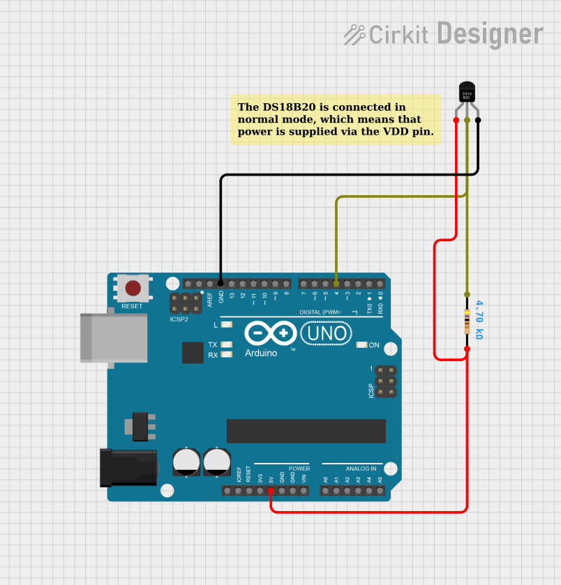 Image of Measure Temperature With Arduino UNO and DS18B20: A project utilizing Temperature Sensor  in a practical application