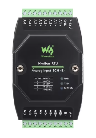 Image of Waveshare industrial 8-ch (b) analog acquisition module with default voltage mode (0—10v)