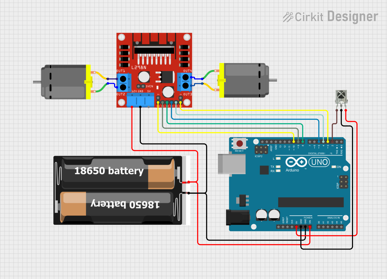 Image of Robot_L298N_IR: A project utilizing Kit de brazo robótico de acrílico in a practical application