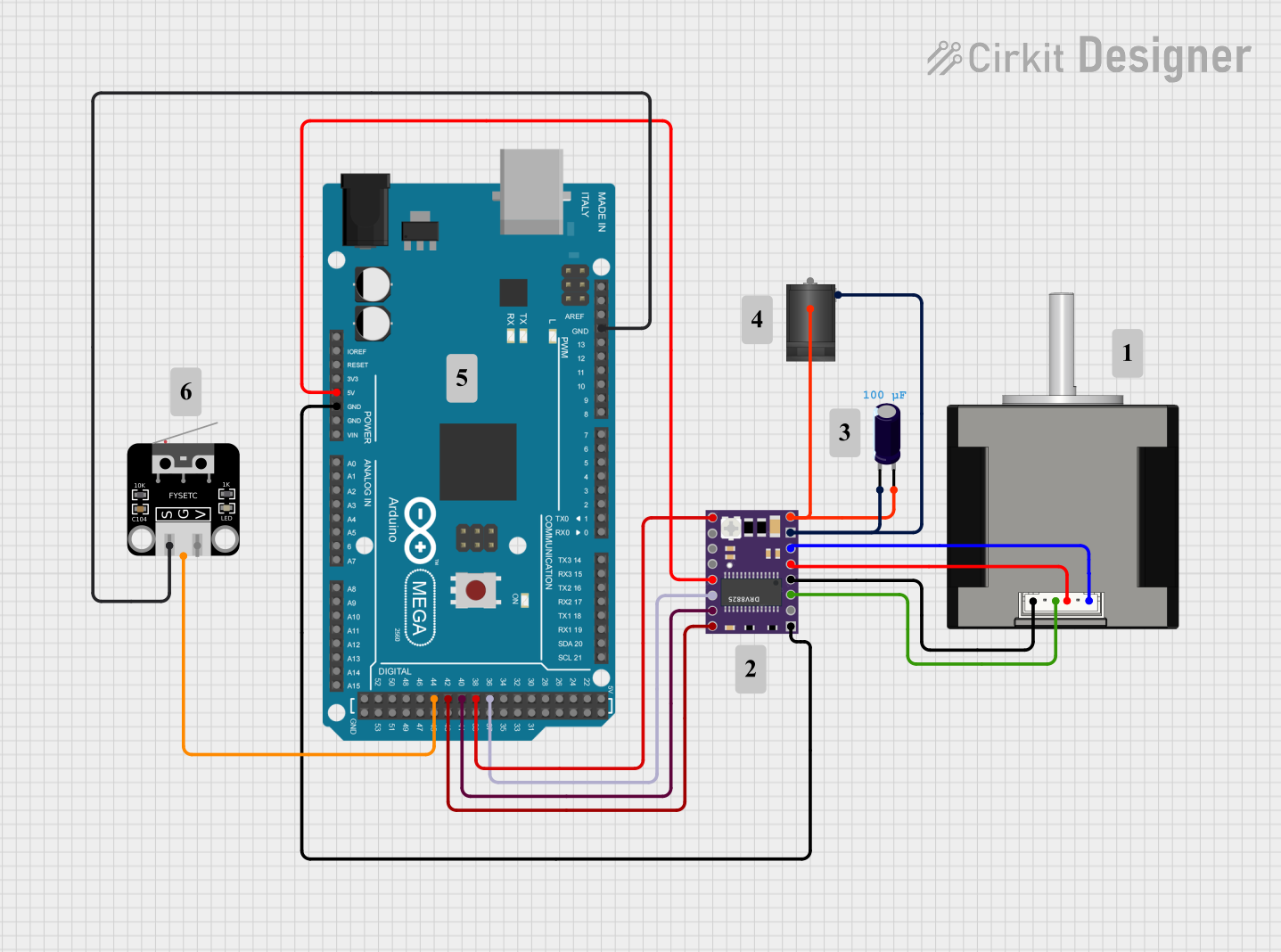 Image of Arduino Mega 2560 and DRV8825 Stepper Motor Controller with Limit Switch