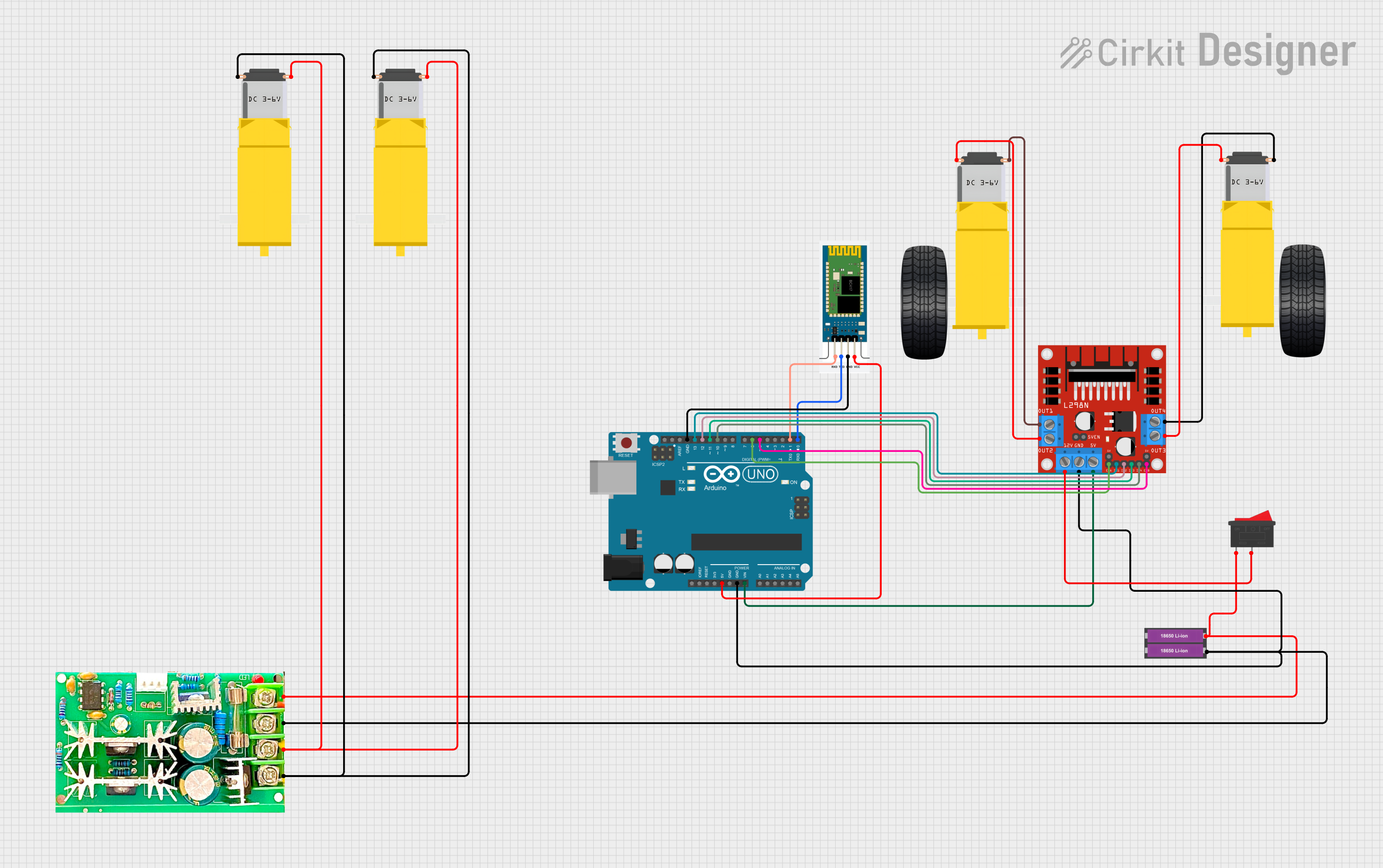 Image of Arduino UNO Bluetooth-Controlled Robot with L298N Motor Driver
