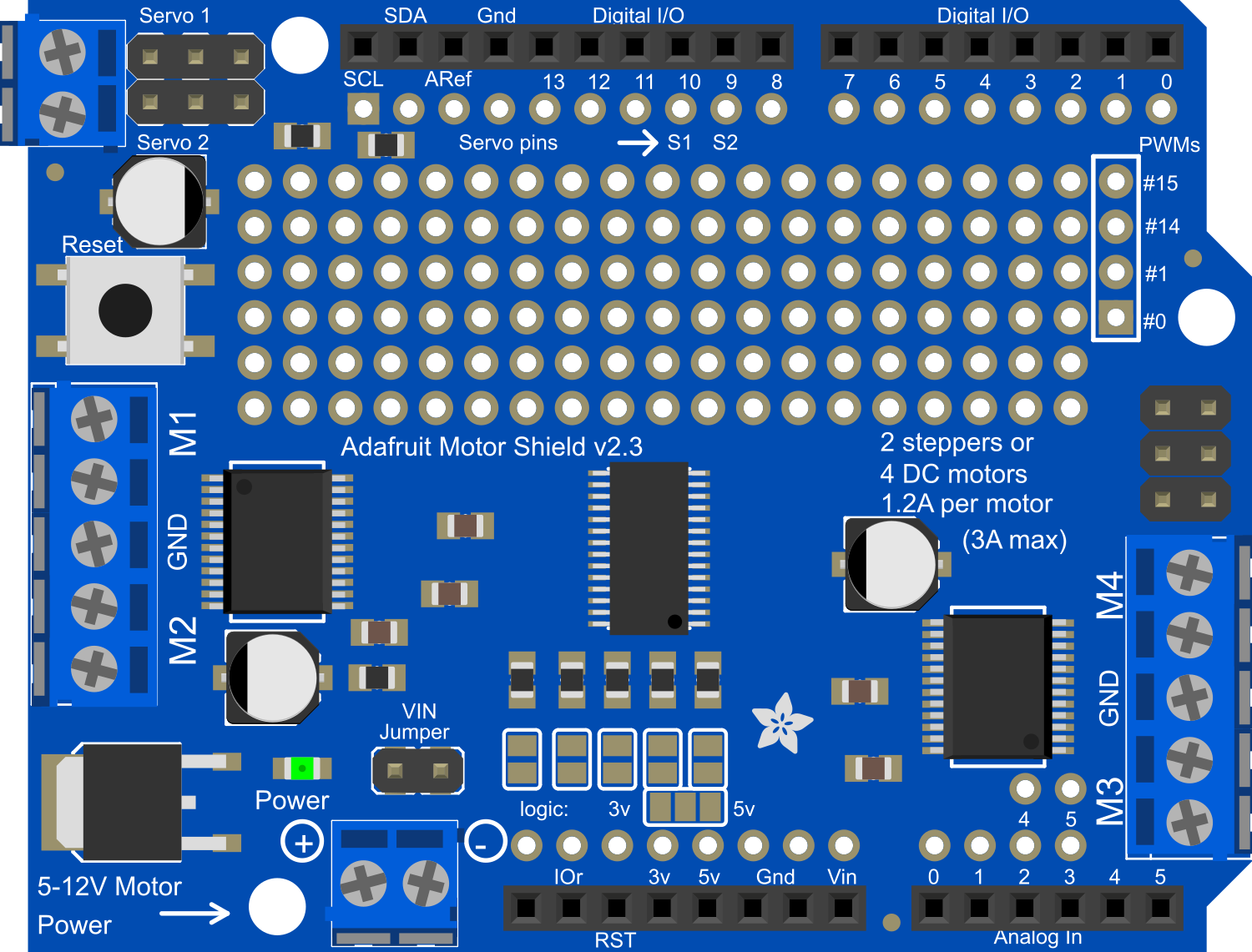 Image of Adafruit Motor, Stepper & Servo Shield