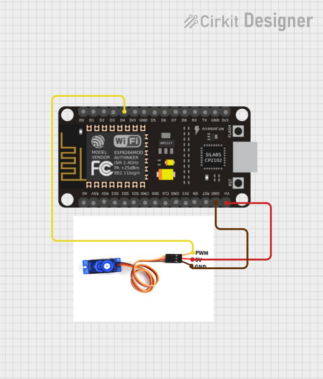 Image of servo with esp8266: A project utilizing Servomotor SG90 in a practical application