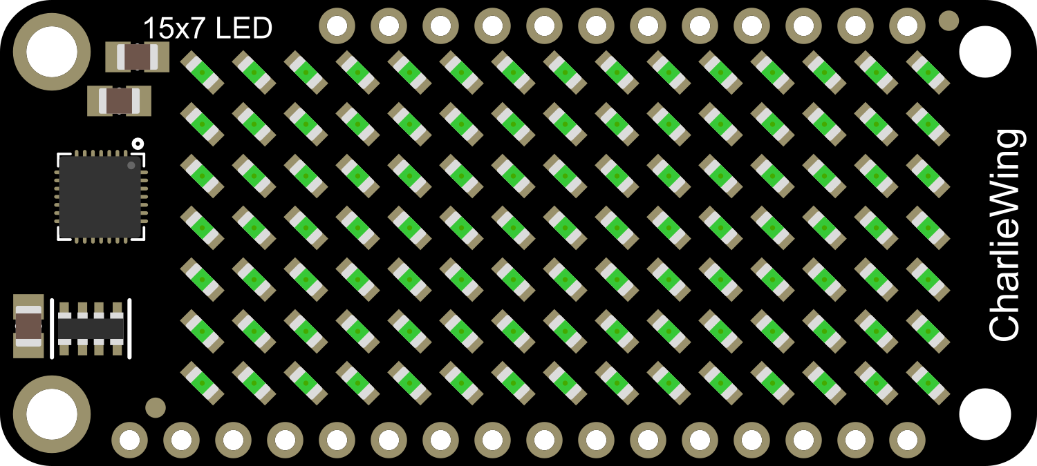 Image of Adafruit Green 15x7 CharliePlex FeatherWing