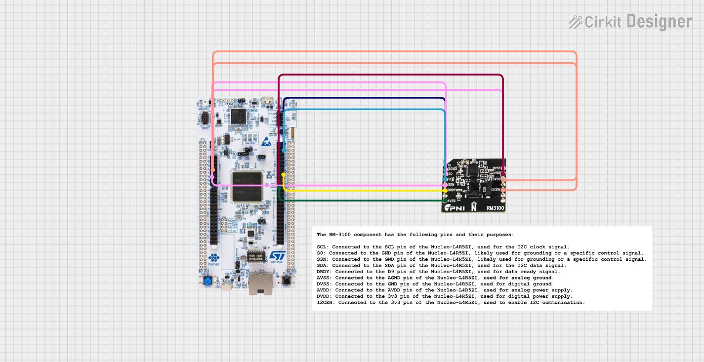 Image of Nucleo-L4R5ZI with rm3100: A project utilizing QMC5883L Magnetometer in a practical application