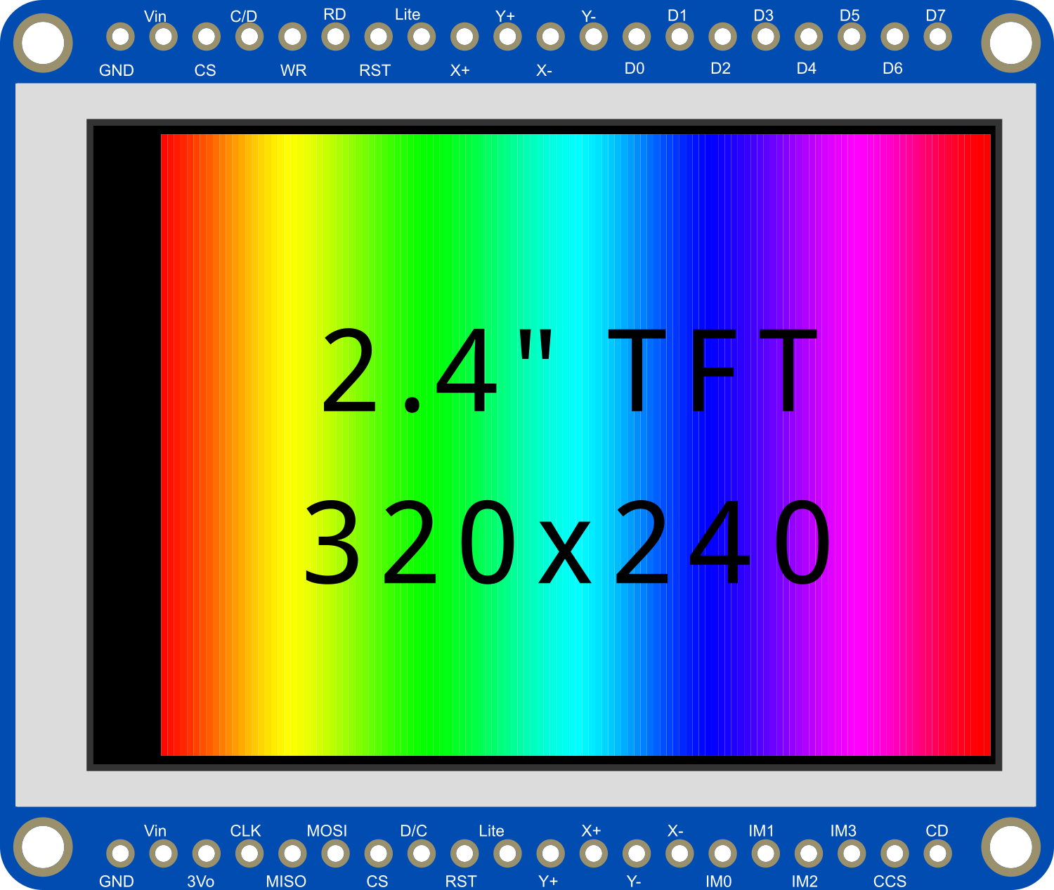 Image of Adafruit 2.4 Touchscreen TFT Breakout w MicroSD