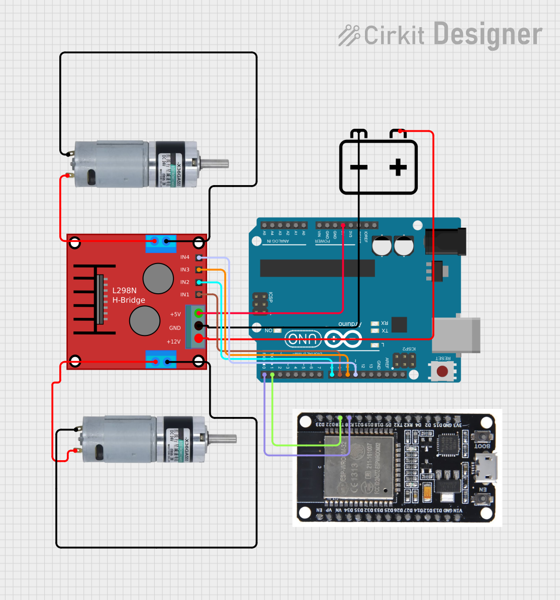 Image of toute terrain: A project utilizing SparkFun Block for Intel Edison - Dual H-Bridge in a practical application