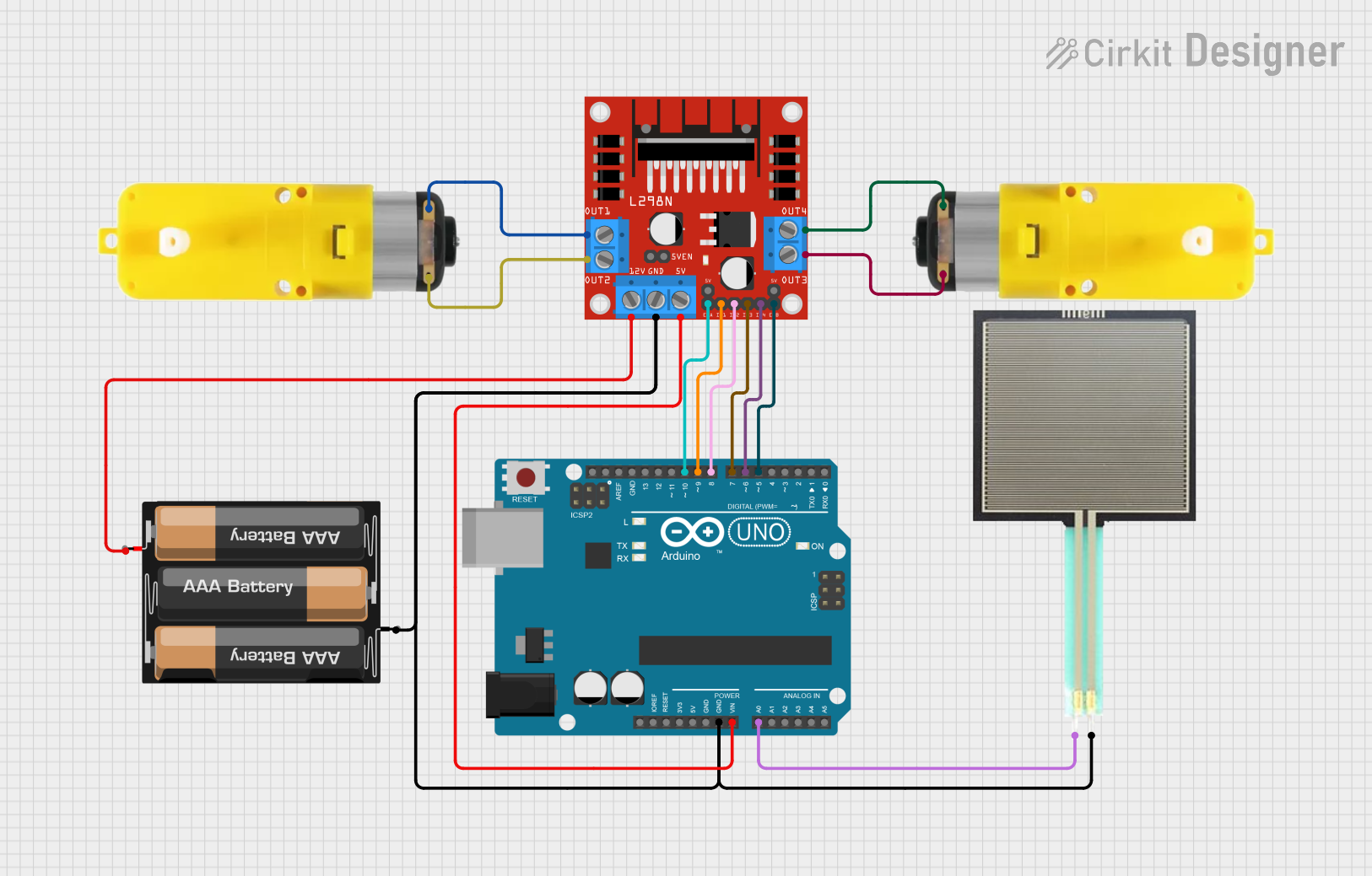 Image of Arduino UNO-Based Battery-Powered Dual Motor Control System with Force Sensing