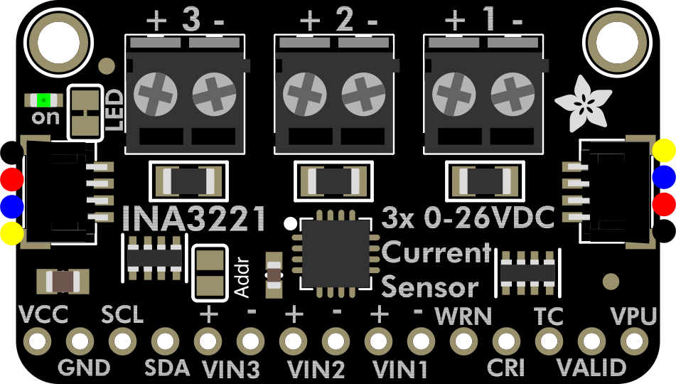 Image of Adafruit INA3221 - Triple 0-26 VDC, ±3.2 Amp Power Monitor - STEMMA QT / Qwiic