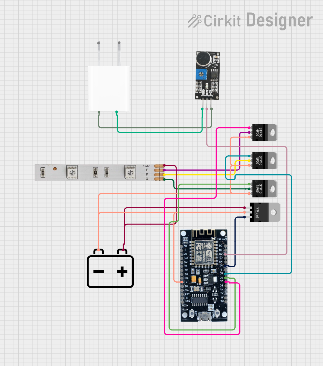 Image of LED sound sync d1: A project utilizing Flash LED Strobe Light Wired Siren 12V in a practical application