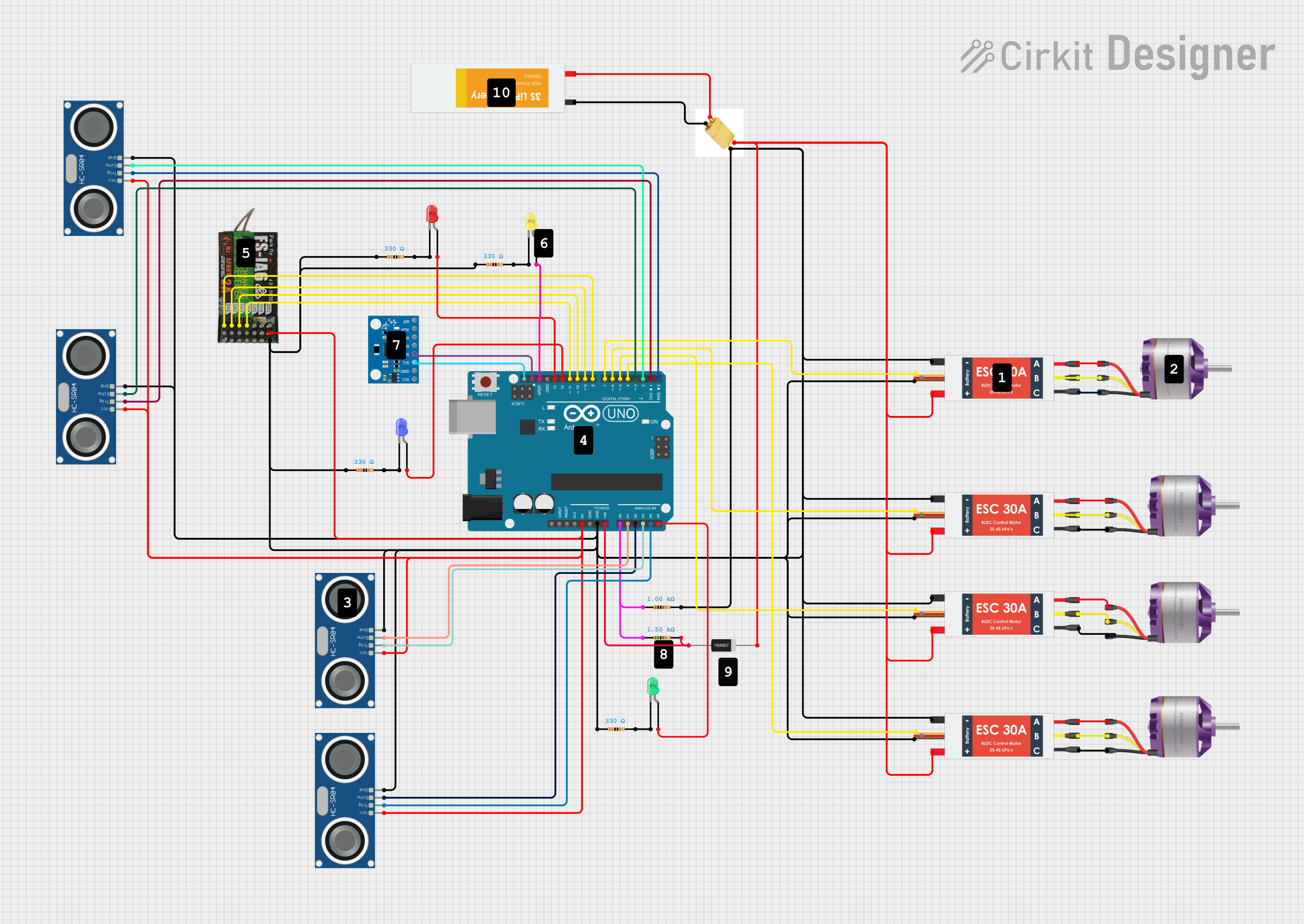 Image of Skematik Perancangan Drone: A project utilizing Electrocookie Uno Propboard in a practical application