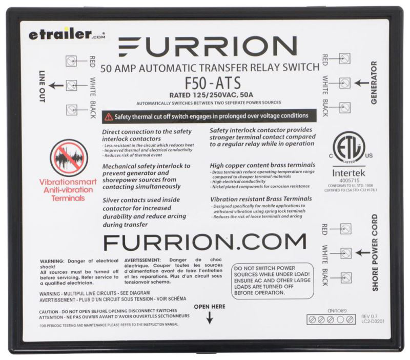 Image of F50-ATS Relais de transfert automatique 120/240Vca