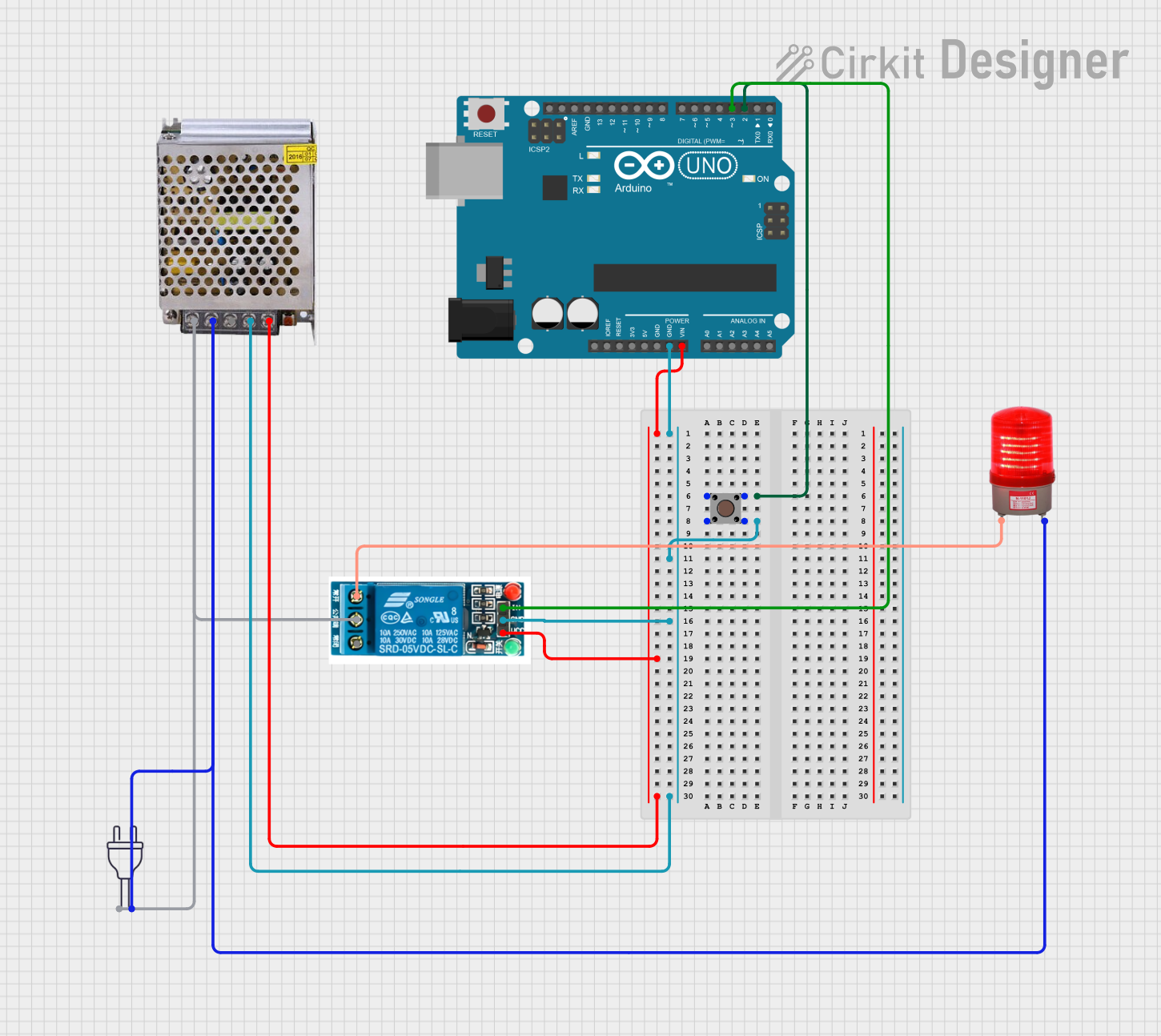 Image of push button-lamp: A project utilizing red light 220vac in a practical application