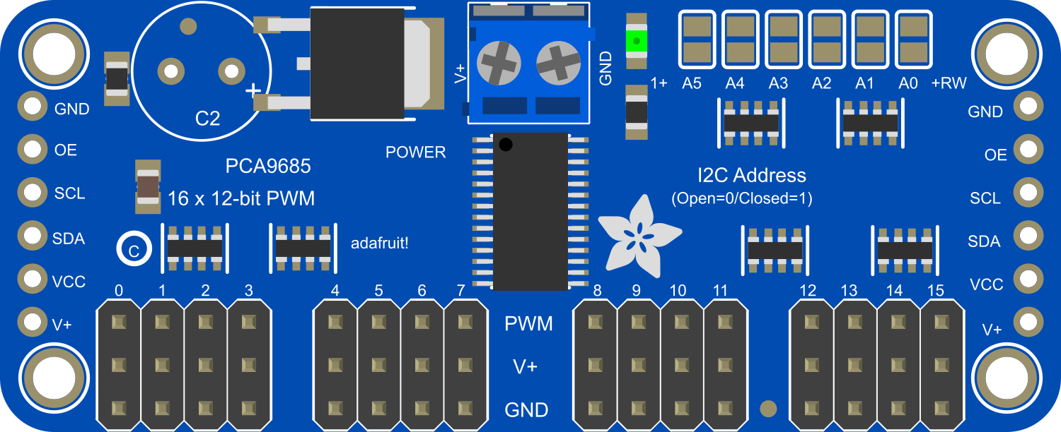 Image of Adafruit 16-Channel 12-bit PWM Servo Driver - I2C