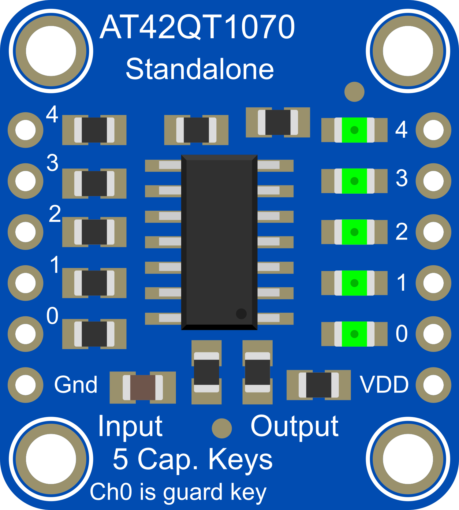 Image of Adafruit Standalone 5-Pad Capacitive Touch Sensor Breakout - AT42QT1070