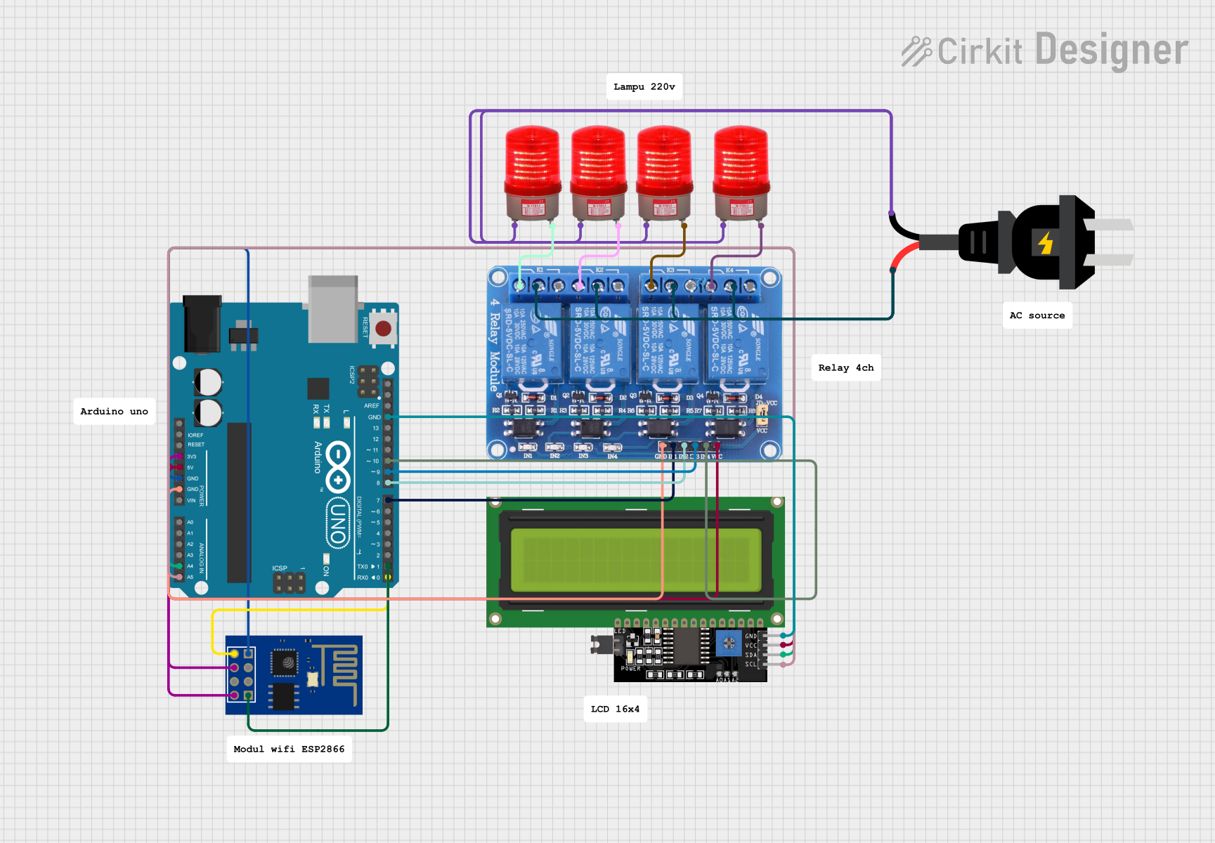 Image of Wi-Fi Controlled 4-Channel Relay with Arduino and ESP8266: A project utilizing Wireless Relay 12v 4Ch in a practical application