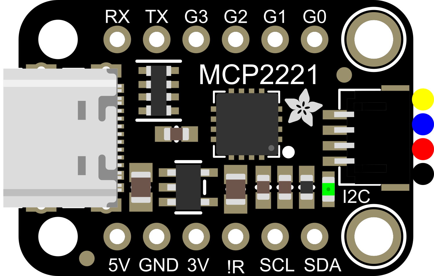 Image of Adafruit MCP2221A USB to GPIO-I2C-ADC-DAC breakout