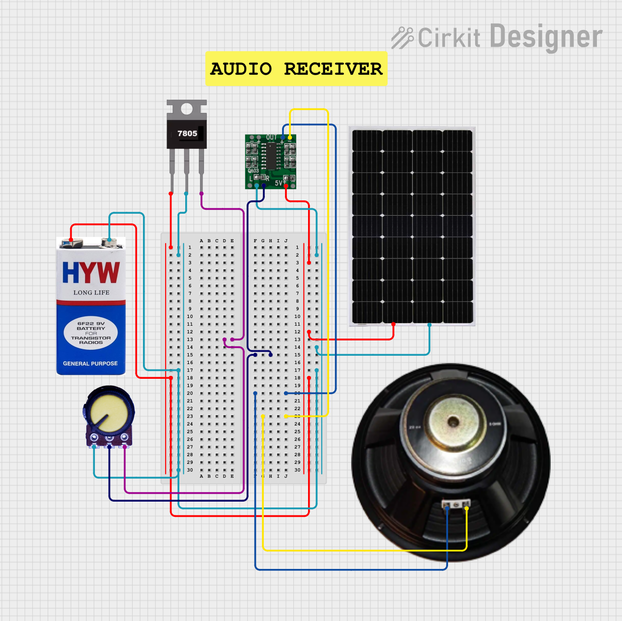 Image of sirkuit receiver: A project utilizing Tpa 3110 30W+30W amplifier module in a practical application