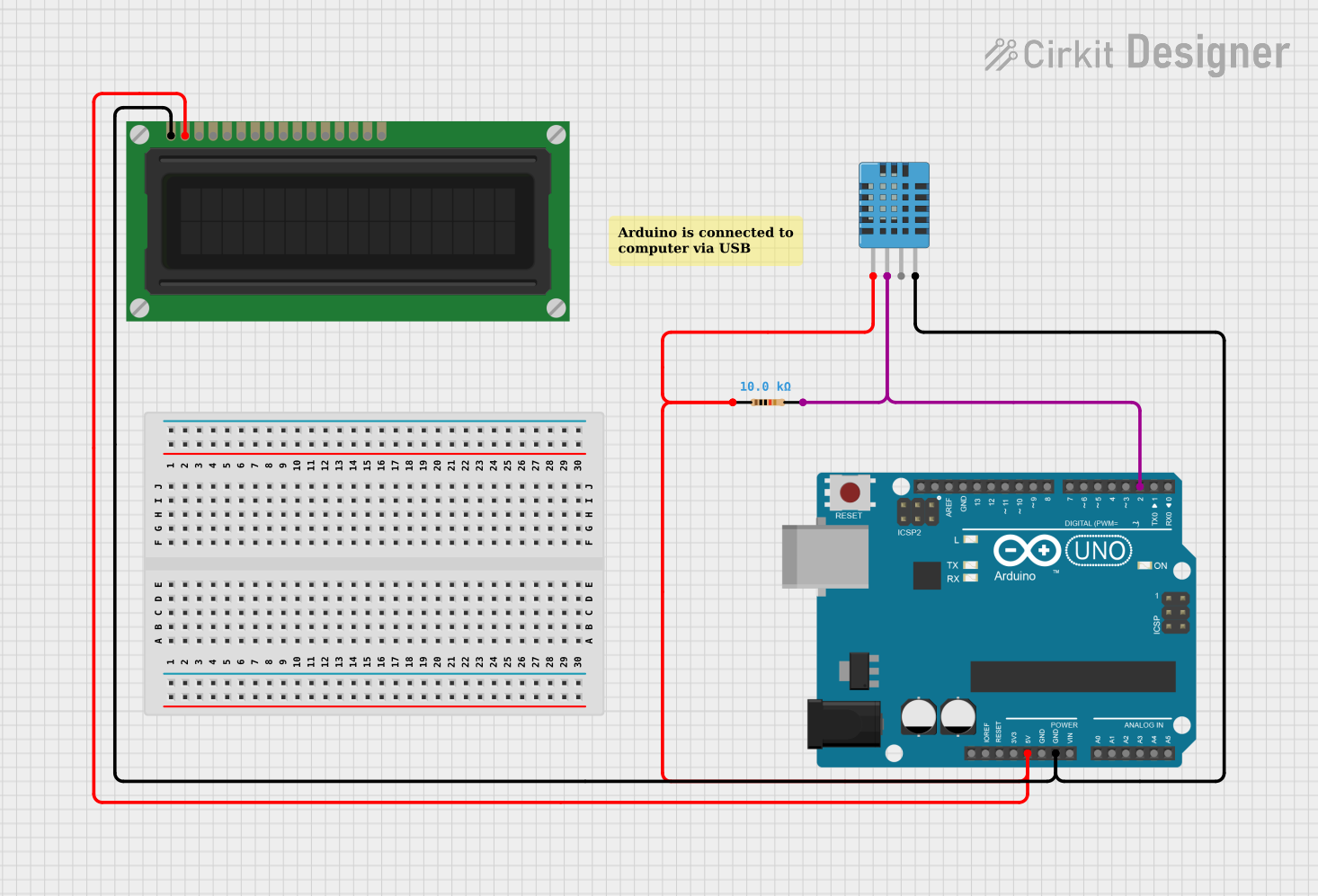 Image of Arduino UNO Based Temperature and Humidity Monitoring with LCD Display