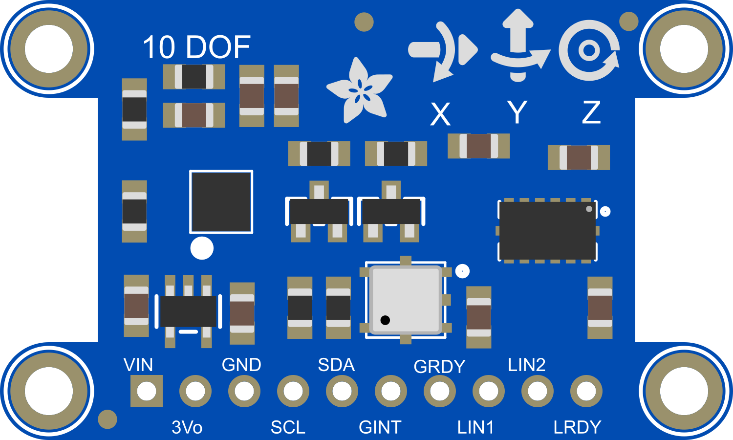 Image of Adafruit 10-DOF IMU L3GD20H + LSM303 + BMP180