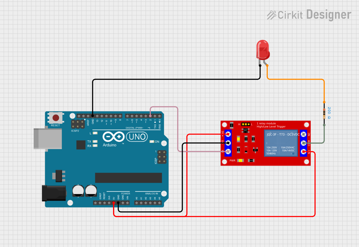 Image of Relay Simulation Demo: A project utilizing 1 Channel 5V Relay Module in a practical application