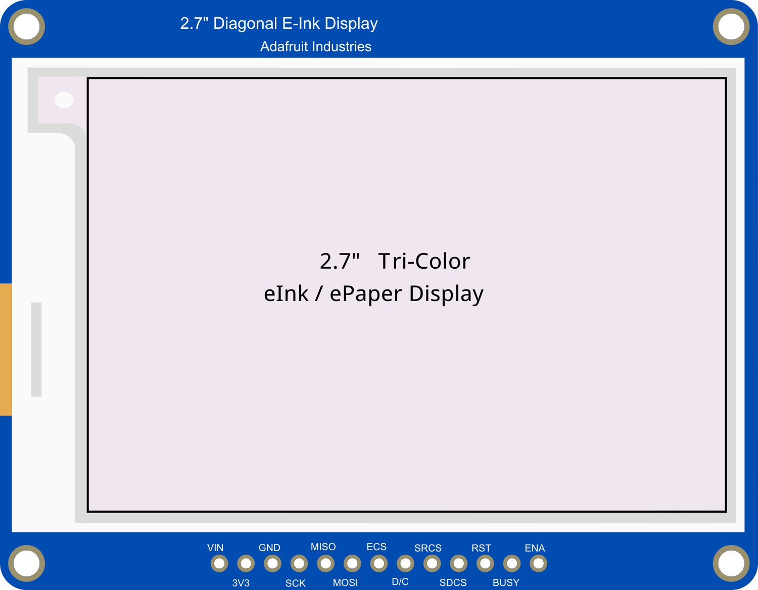 Image of Adafruit 2.7in Tri-Color eInk Display