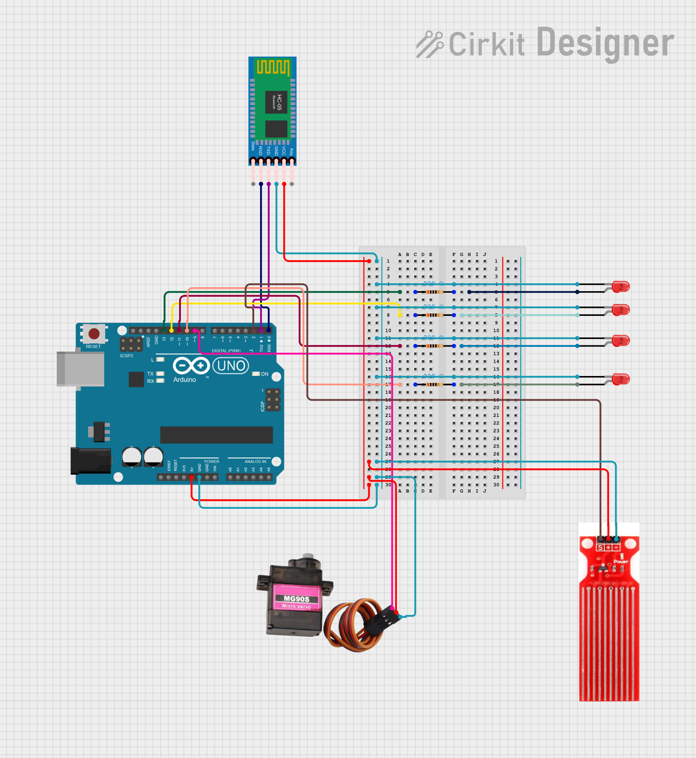 Image of embeded circuit: A project utilizing Water Sensor in a practical application