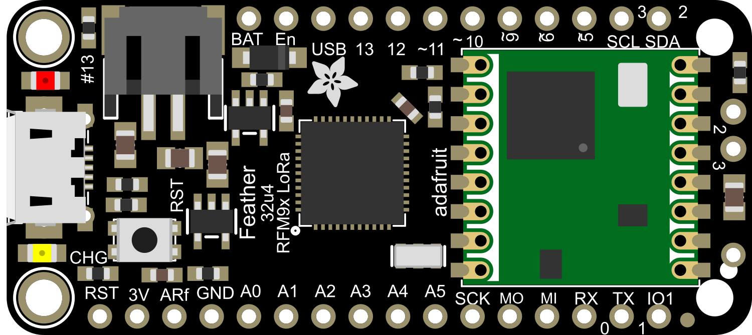 Image of Adafruit Feather 32u4 RFM9xW LoRa