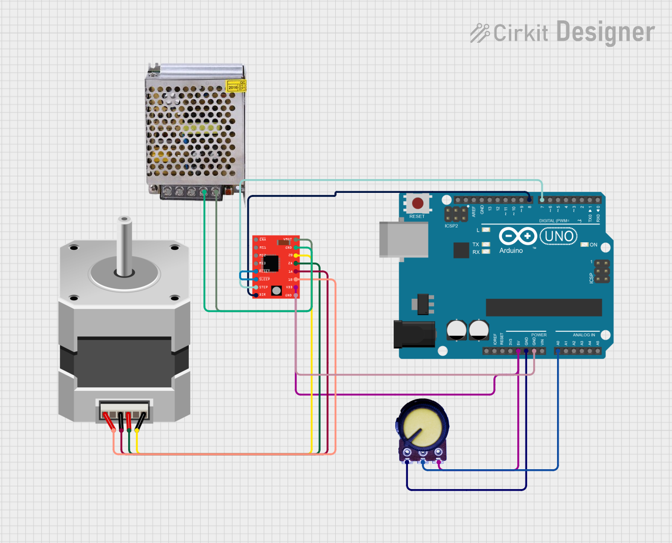 Image of steppermotor test: A project utilizing SparkFun AutoDriver - Stepper Motor Driver (v10) in a practical application