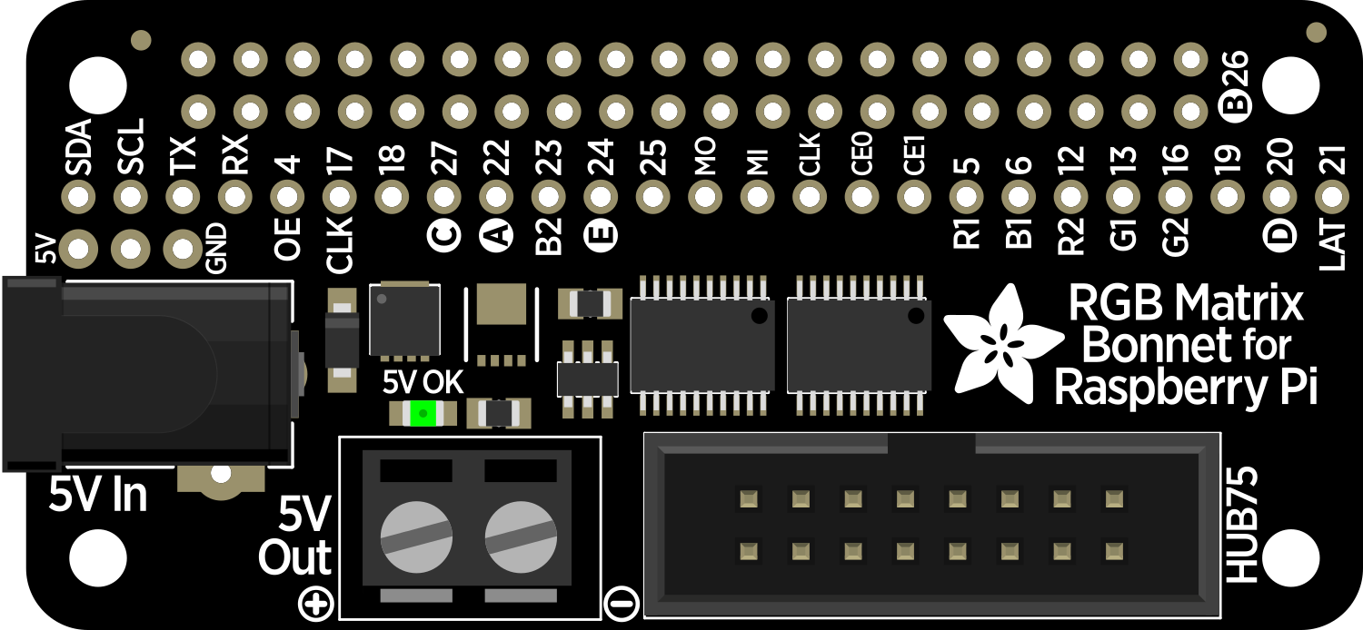 Image of Adafruit RGB Matrix Bonnet for Raspberry Pi