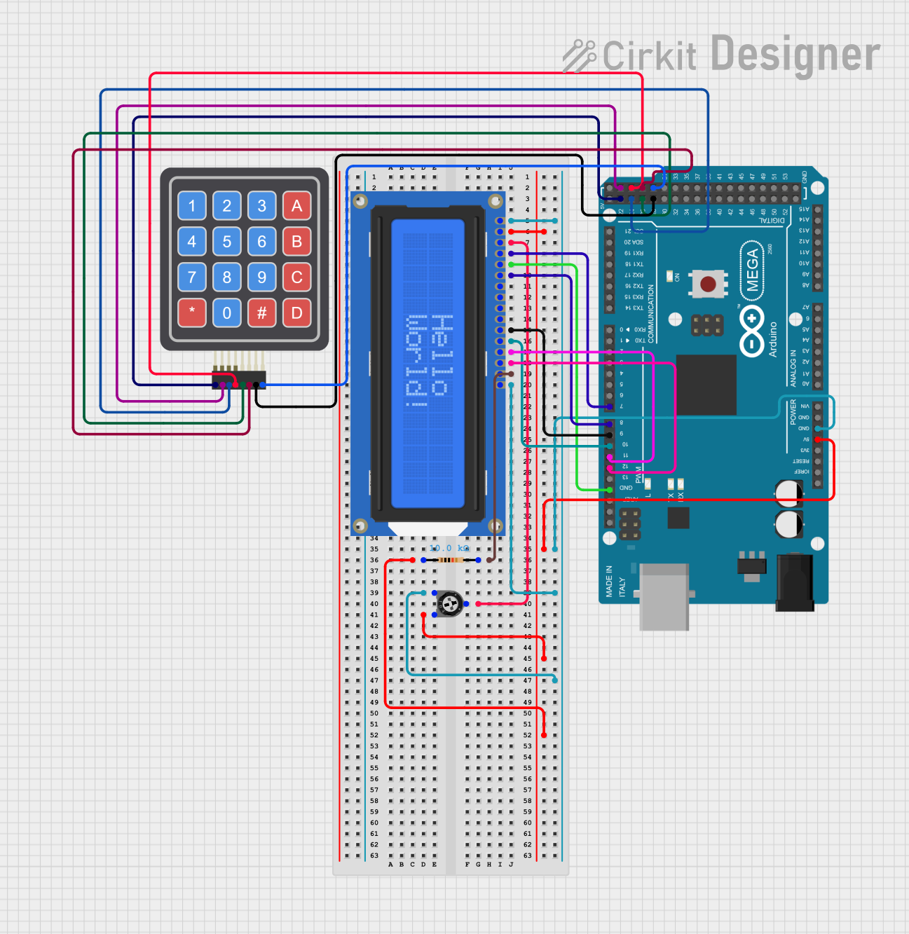 Image of KEYPAD DISPLAY: A project utilizing Adafruit Charlieplex 9x16 Blue in a practical application