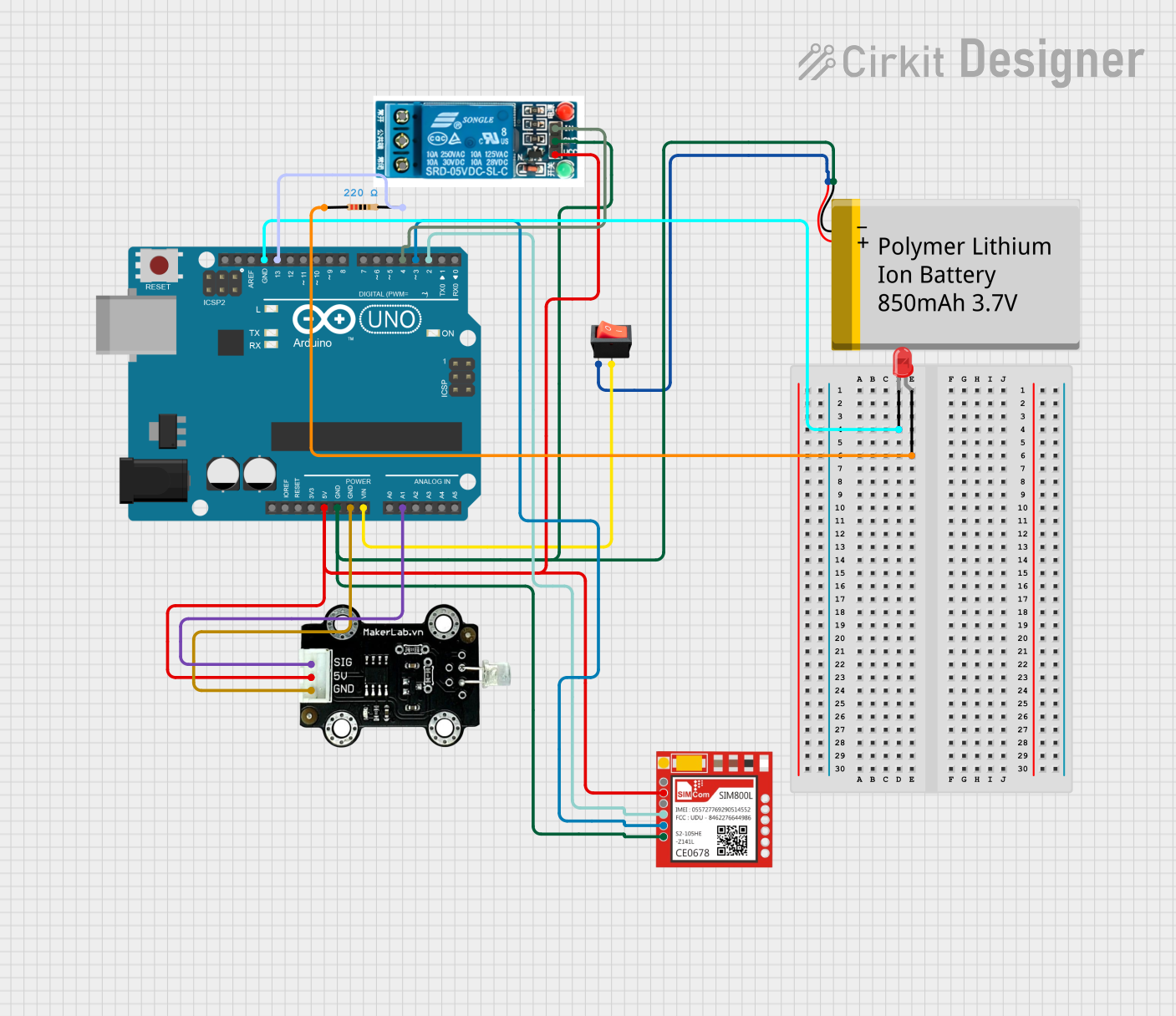 Image of smoke detector: A project utilizing SIM 800L V2.0 GSM in a practical application