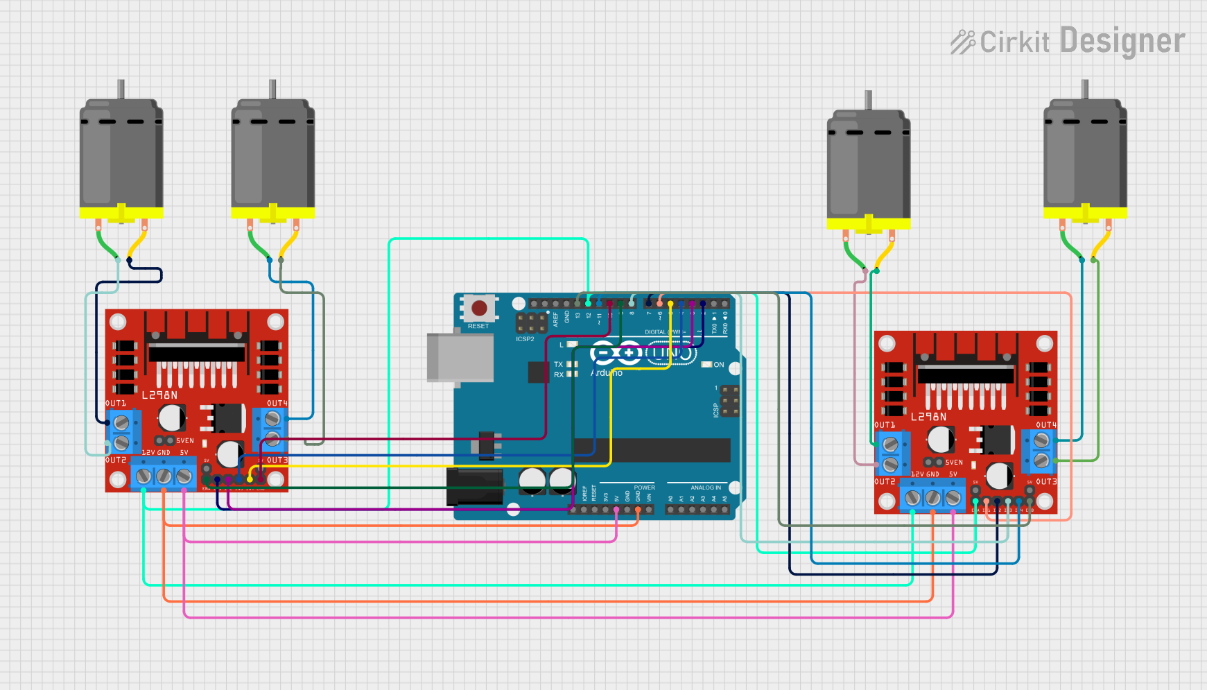 Image of Arduino-Controlled DC Motor Driver for Multi-Directional Movement