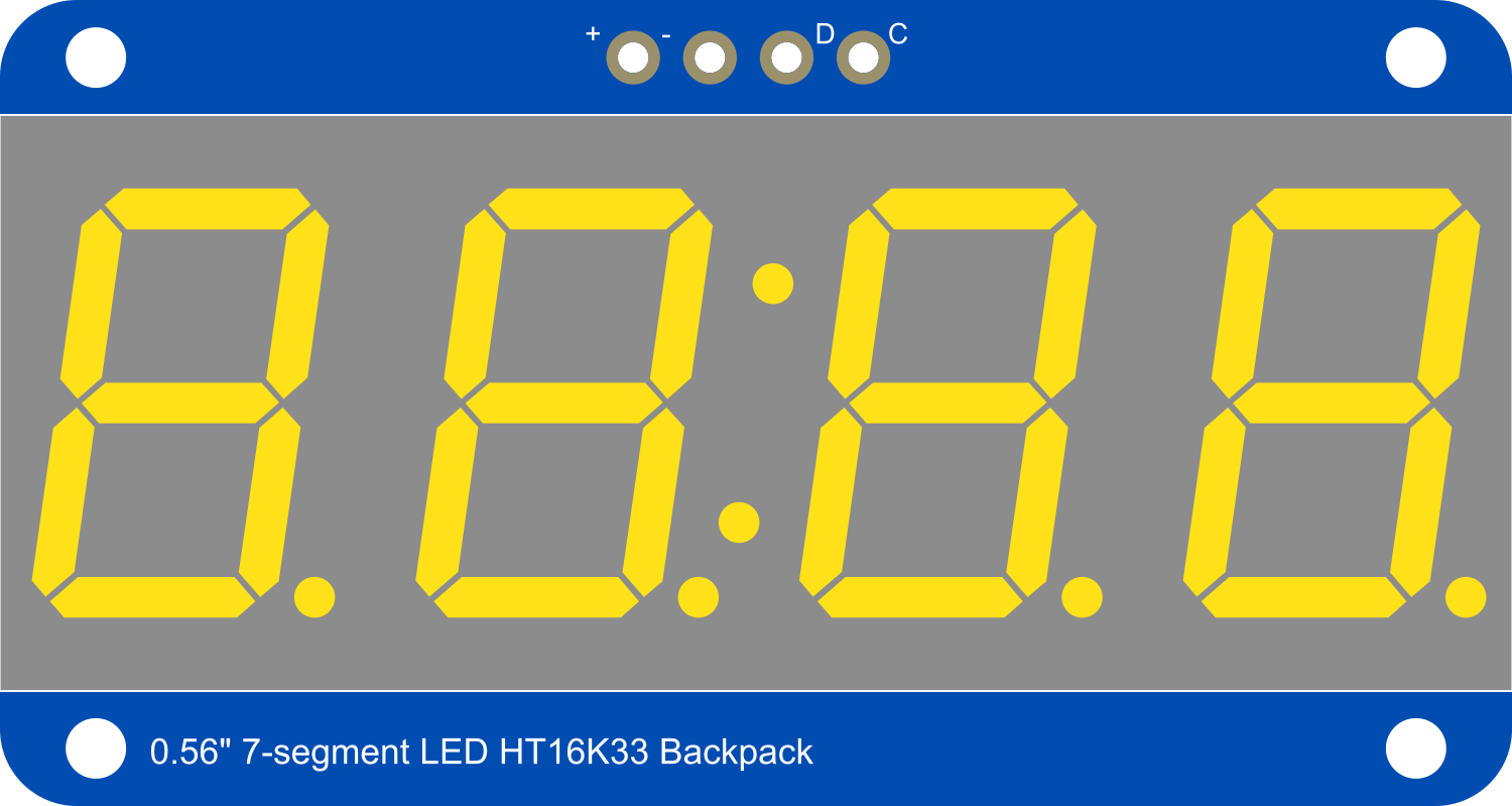 Image of Adafruit 0.56 inch 7-segment LED Backpack Yellow