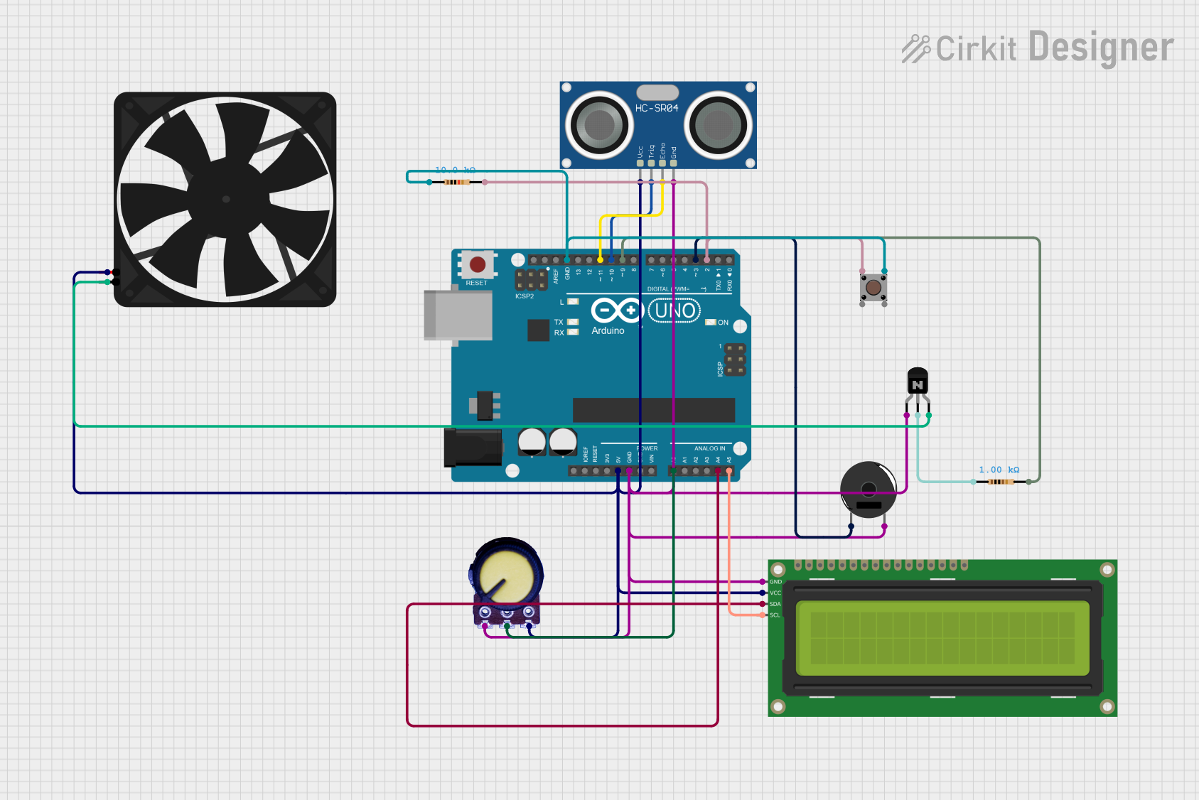 Image of Arduino UNO Levitating Sphere Control System with Ultrasonic Sensor and LCD Display