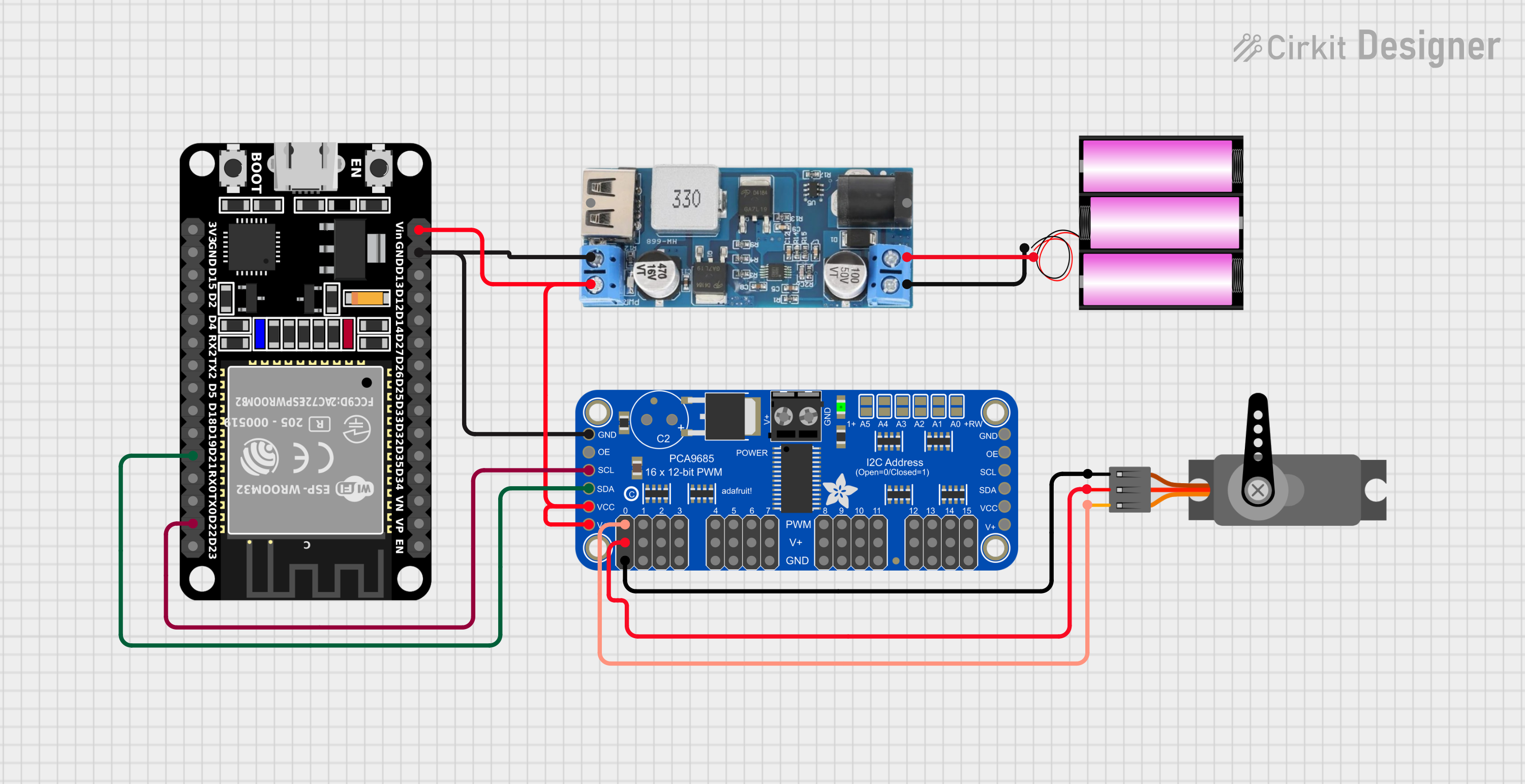 Image of pca9685 with esp32: A project utilizing PCA9685 in a practical application
