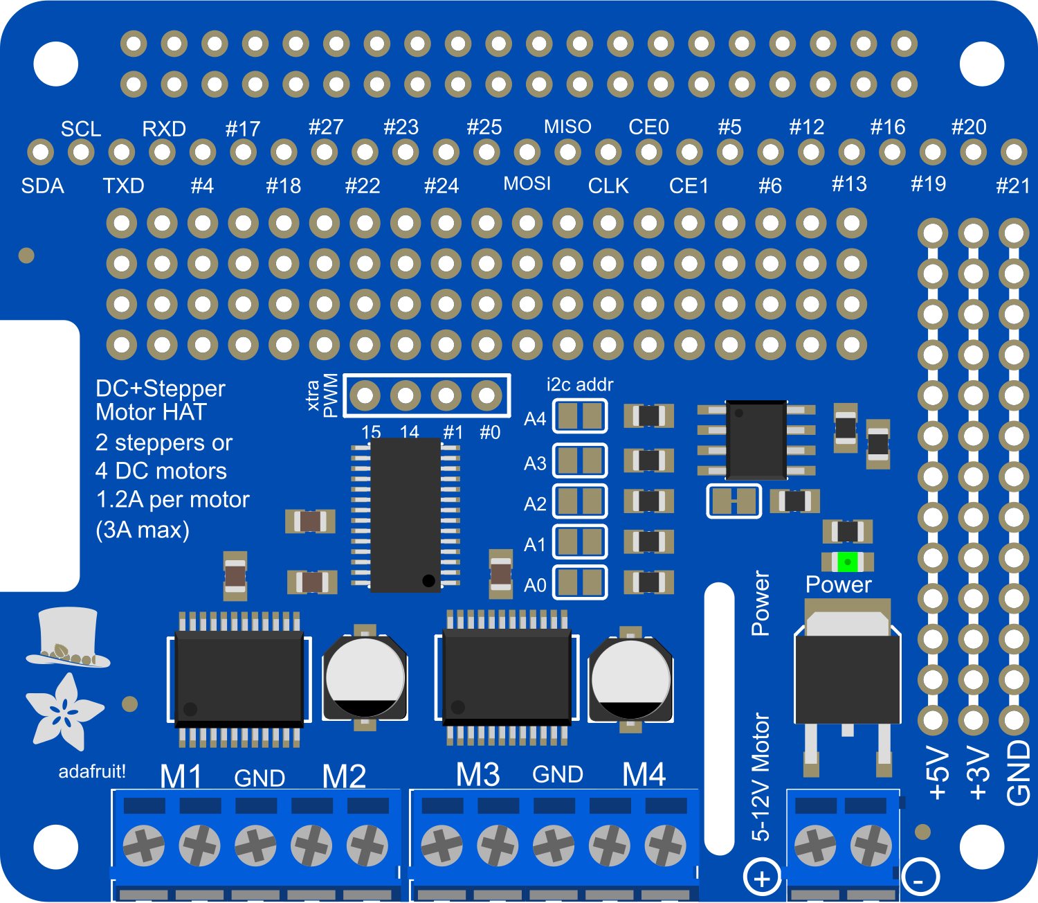 Image of Adafruit DC+Stepper Motor HAT