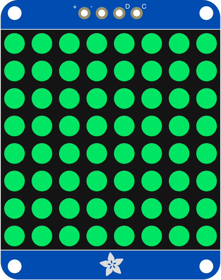 Image of Adafruit 1.2 Inch 8x8 LED Matrix Backpack - Pure Green
