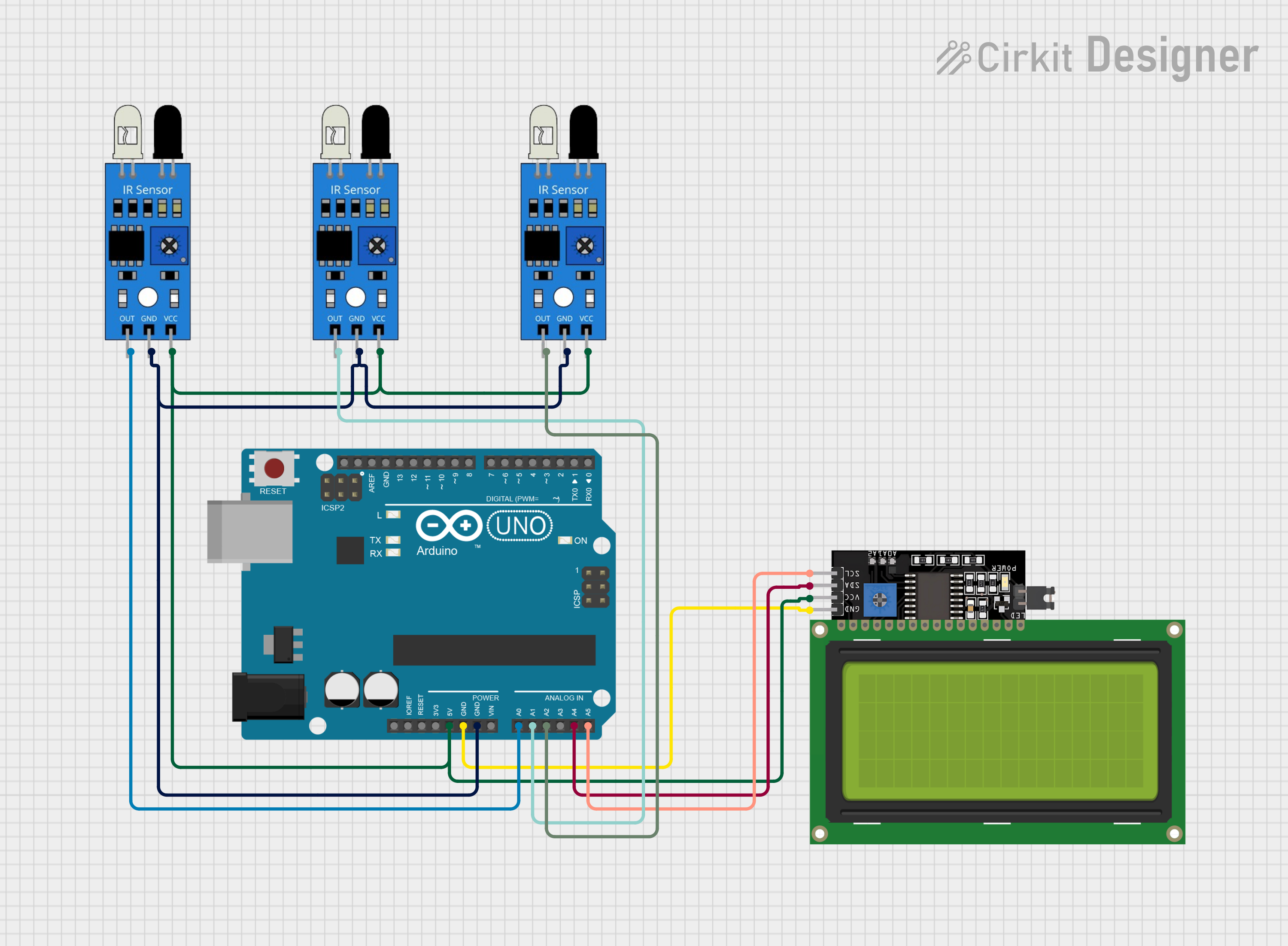 Image of Arduino UNO Based IR Sensor Array with I2C LCD Display