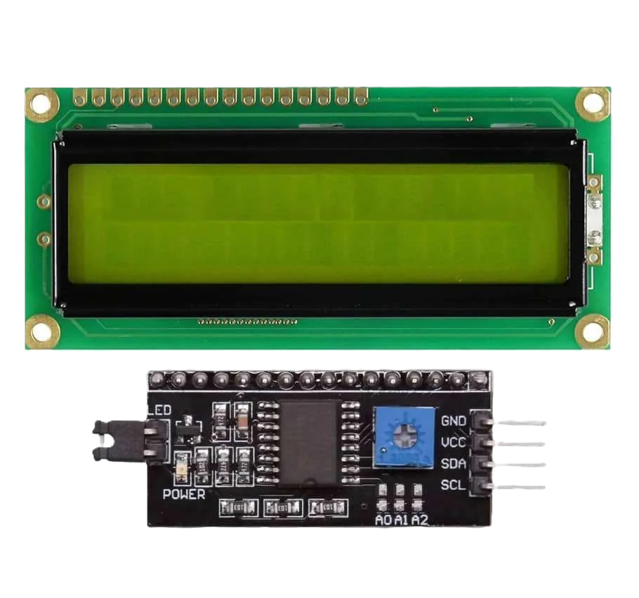Image of LCD 16x2 display with attached PCF8574 (I2C Module)