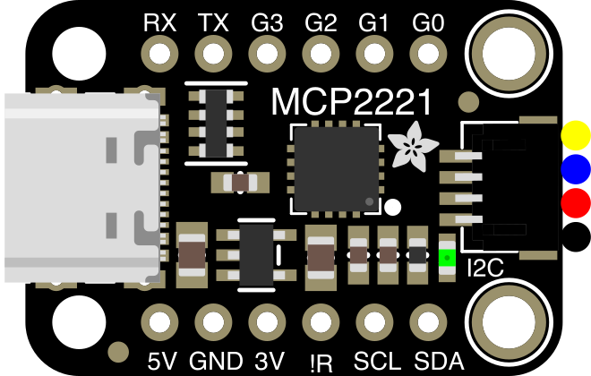 Image of Adafruit MCP2221A USB to GPIO / ADC / DAC breakout