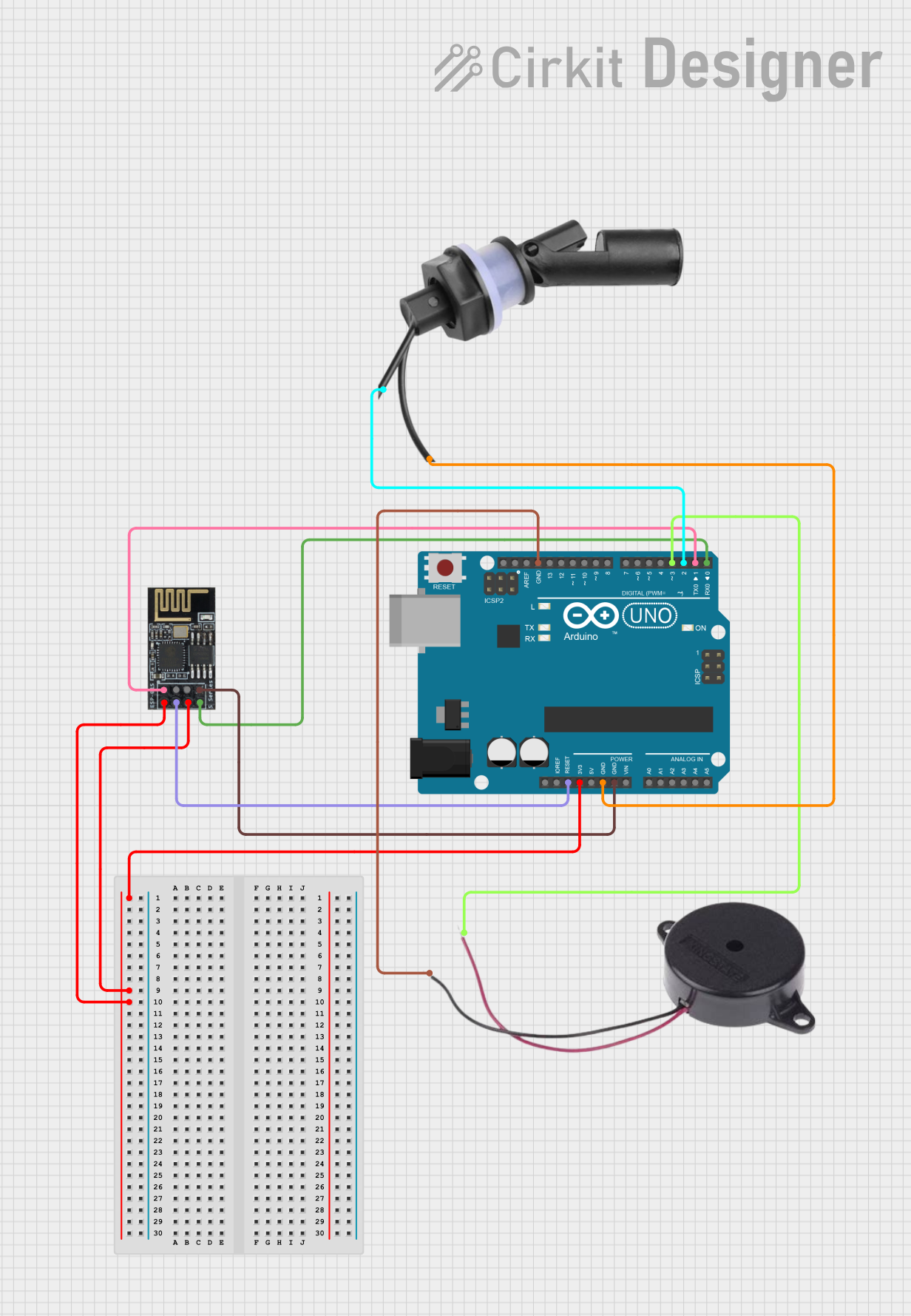 Image of Water Level System: A project utilizing Arduino Uno WiFi R3 (ATmega328P+ESP8266) in a practical application