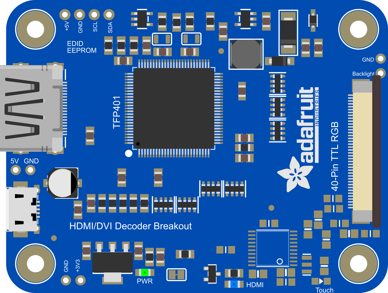 Image of Adafruit TFP401 to 40 pin TFT no Touch