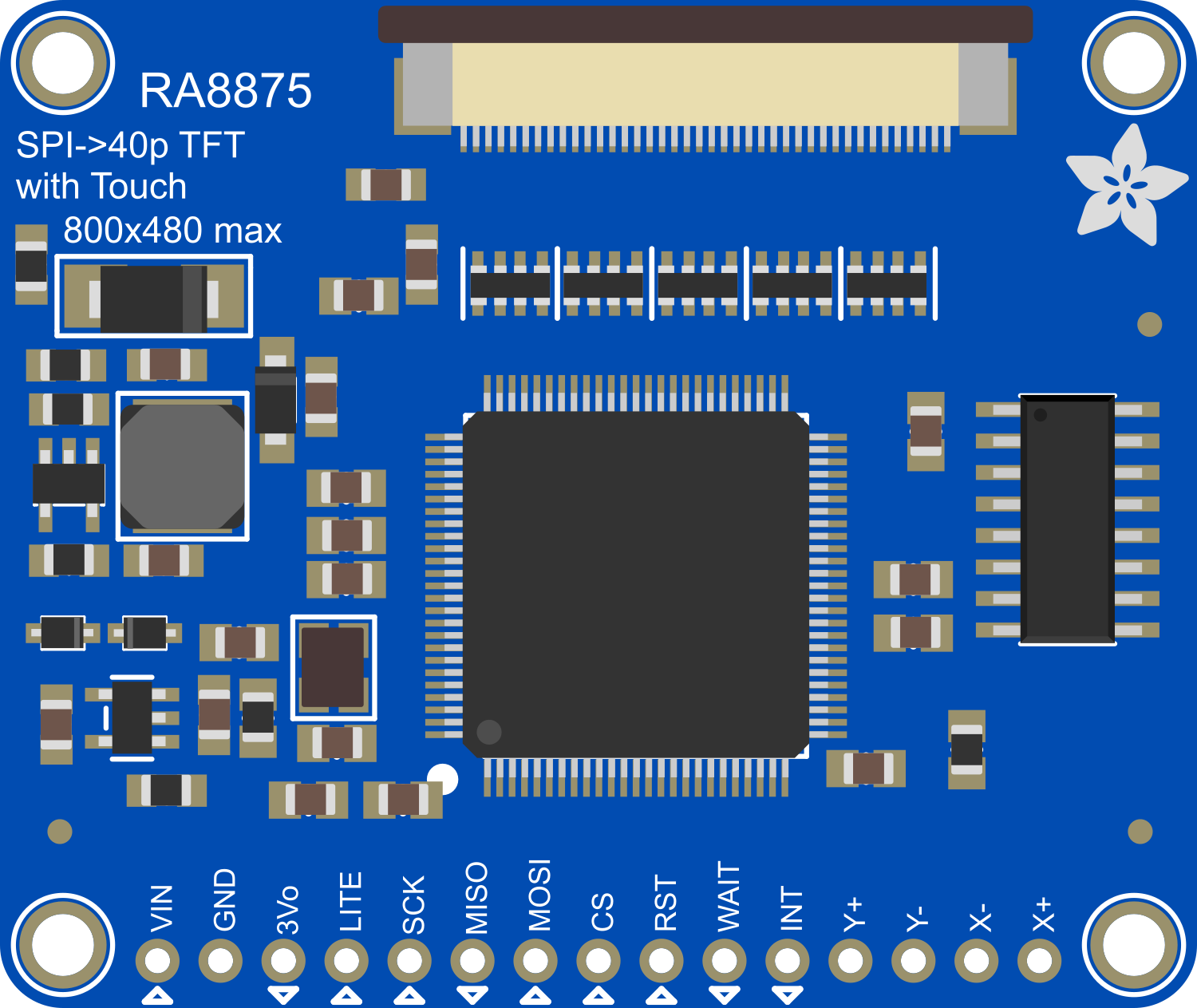 Image of Adafruit RA8875 Driver Board for 40-pin TFT Touch Displays