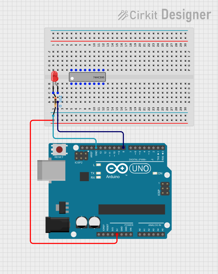 Image of Arduino UNO Controlled LED Blinker with 74HC595 Shift Register