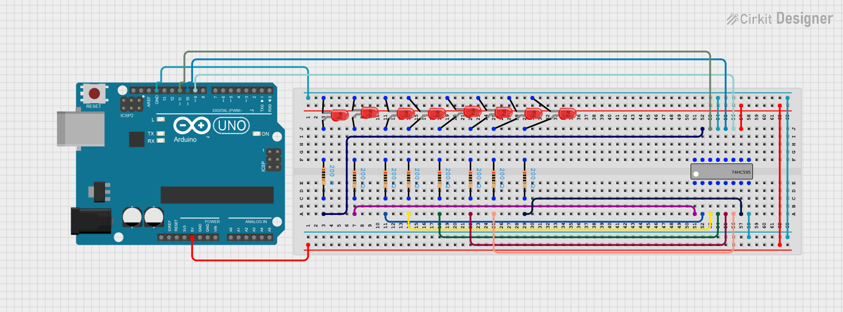 Image of serial to parallel register : A project utilizing 74HC595 Shift Register in a practical application