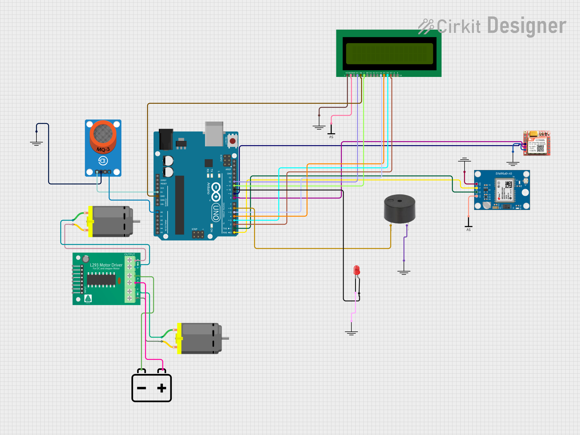 Image of Arduino UNO Based Drunk Driving Detection System with GPS Tracking and SMS Alert
