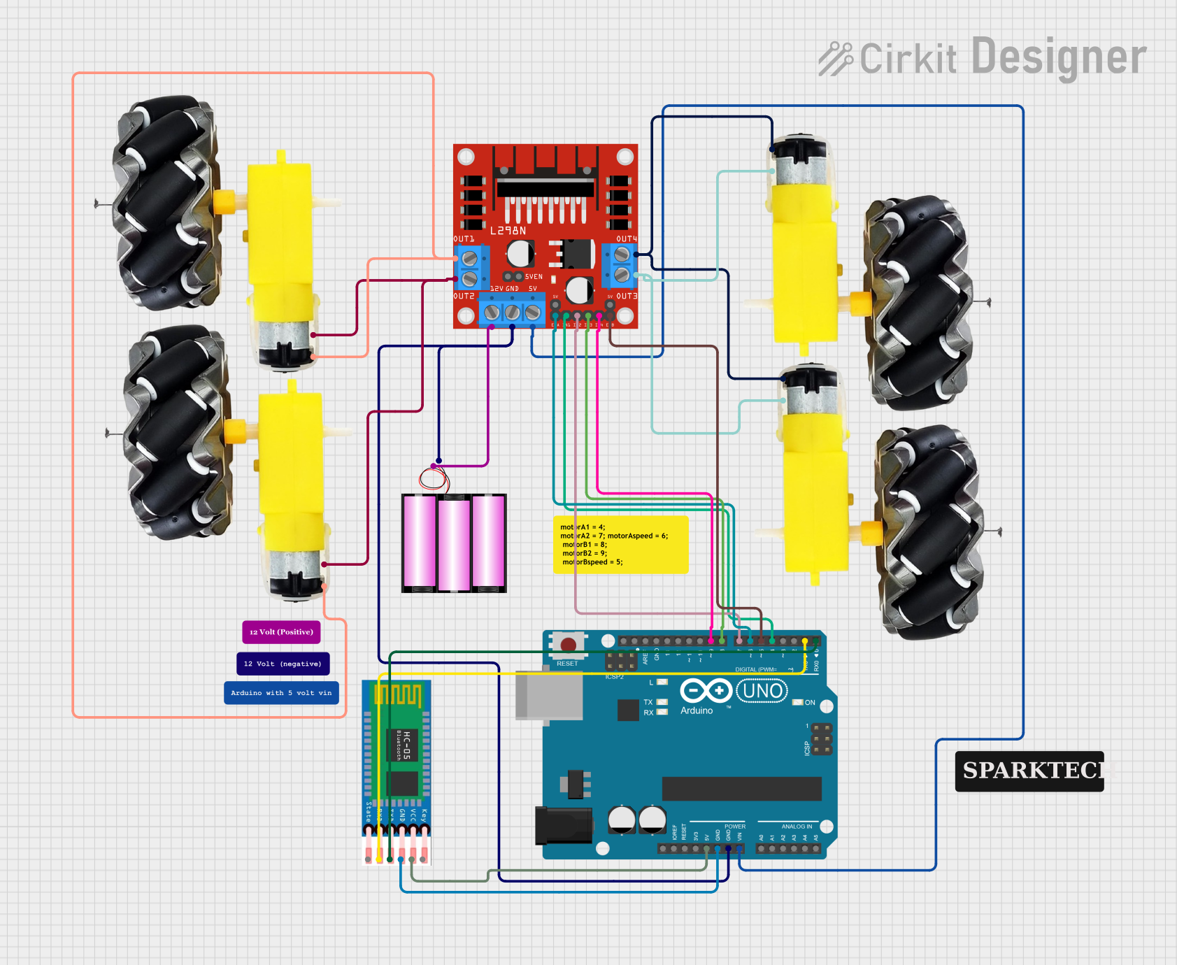 Image of Arduino UNO and L298N Bluetooth-Controlled Robotic Car